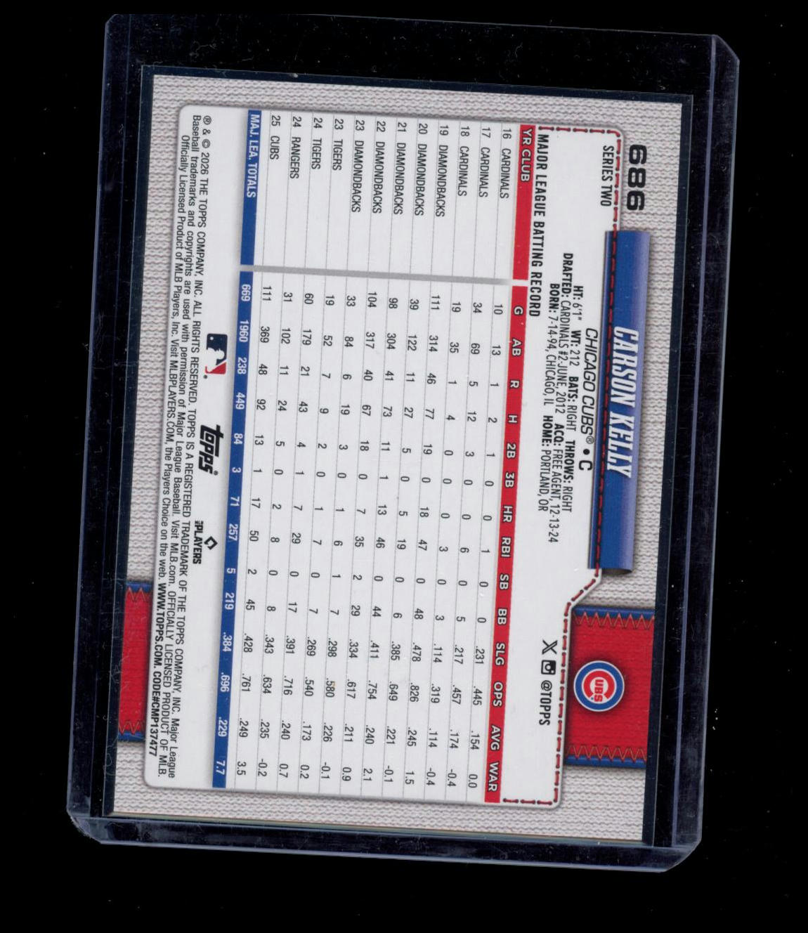 2026 Topps Series 2 Carson Kelly #686 Aqua Holofoil