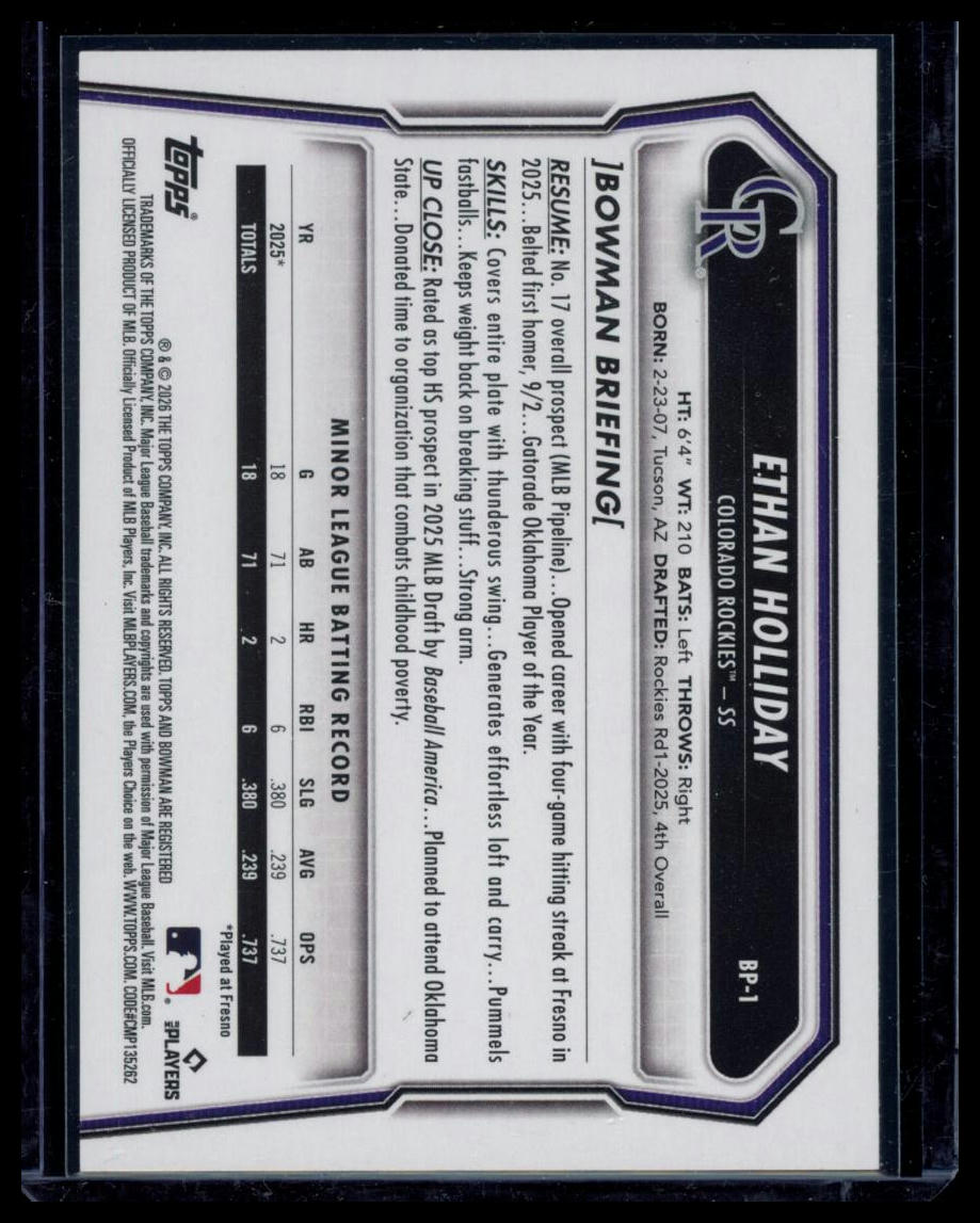 2026 Topps Bowman Ethan Holliday #BP-1