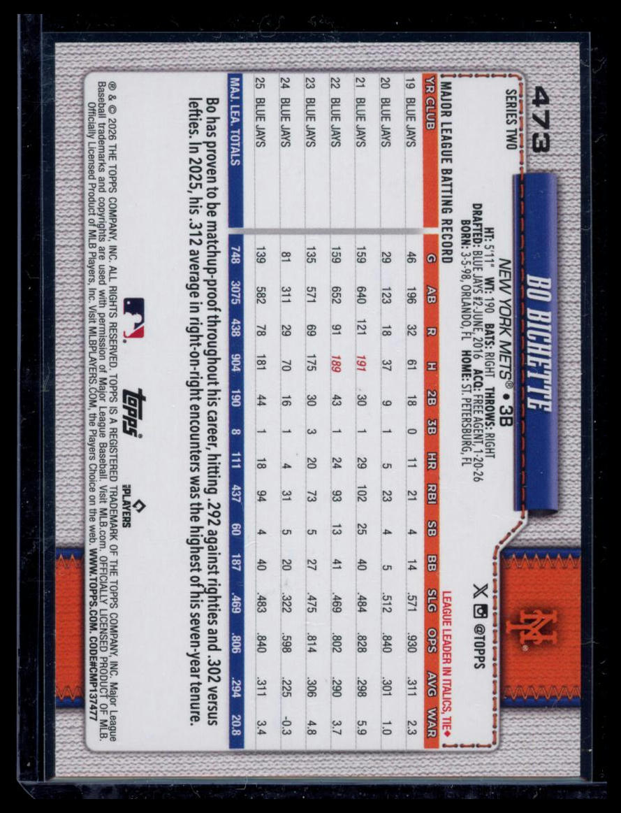 2026 Topps Series Two Mosaic Bo Bichette #473 Diamante