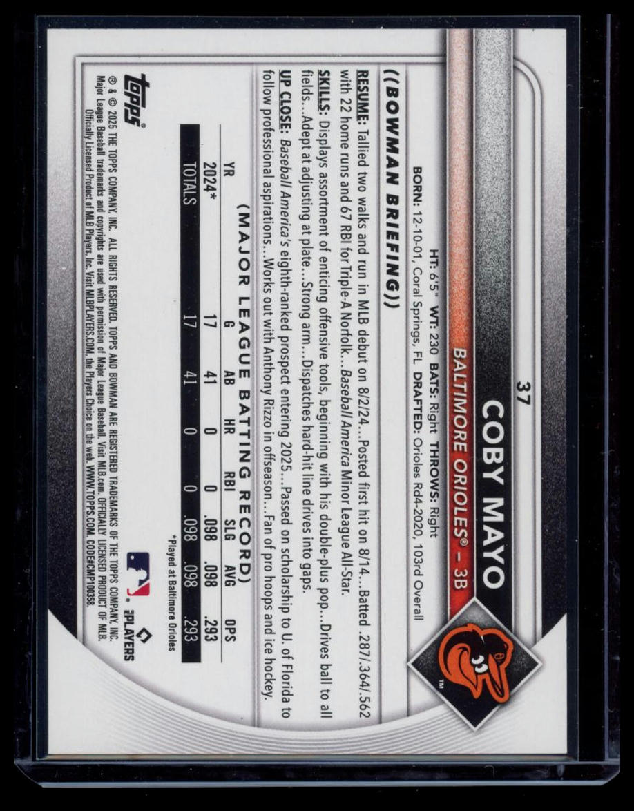 2025 Topps Bowman Coby Mayo #37 Purple /250 RC