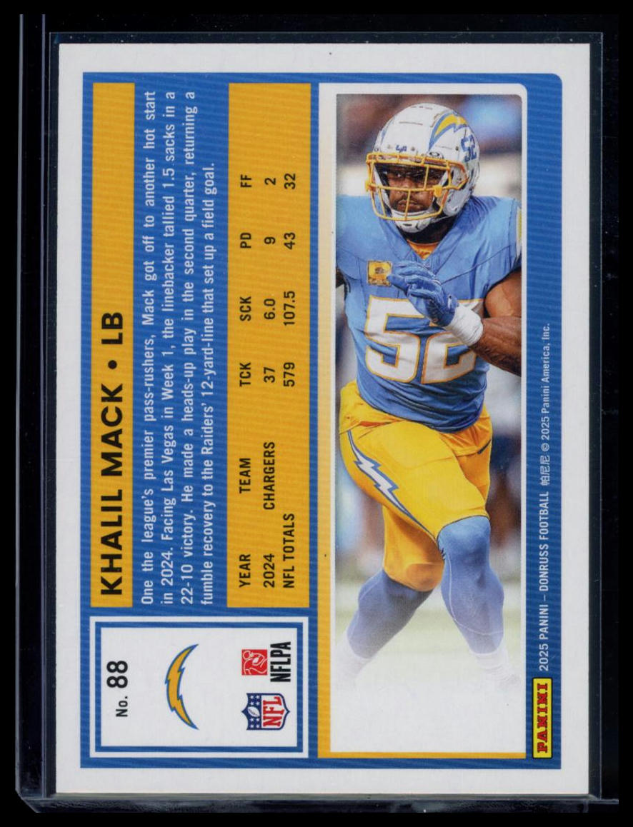 2025 Panini Donruss Football Khalil Mack #88 Purple /60