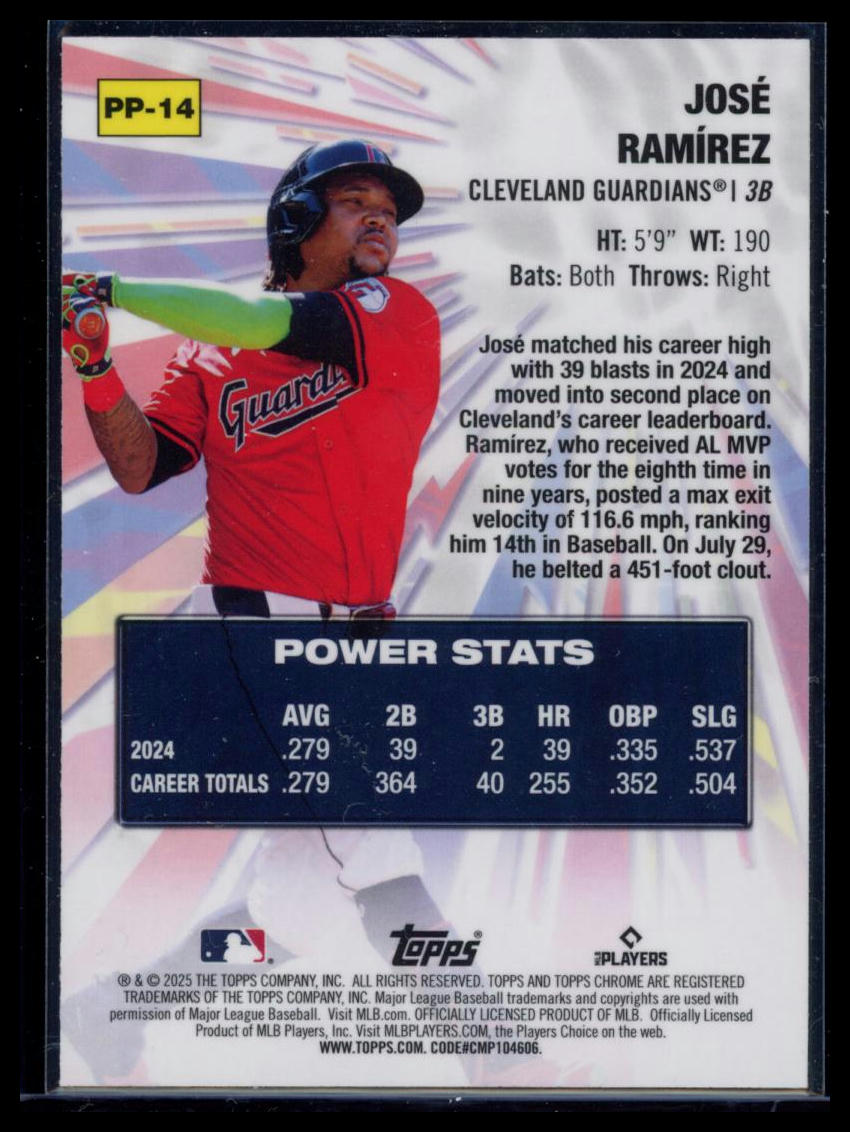 2025 Topps Chrome Power Players José Ramírez #PP-14