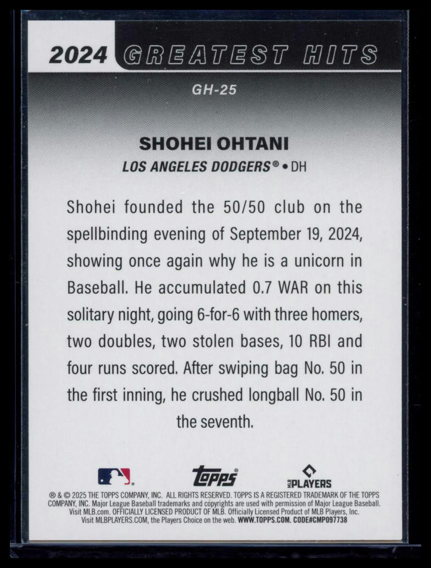 2025 Topps Greatest Hits Shohei Ohtani #GH-25 Insert