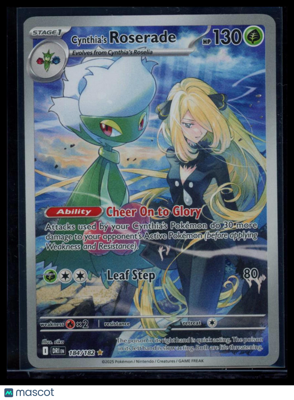 2025 Destined Rivals Cynthia's Roserade Holo Secret Rare #184/182
