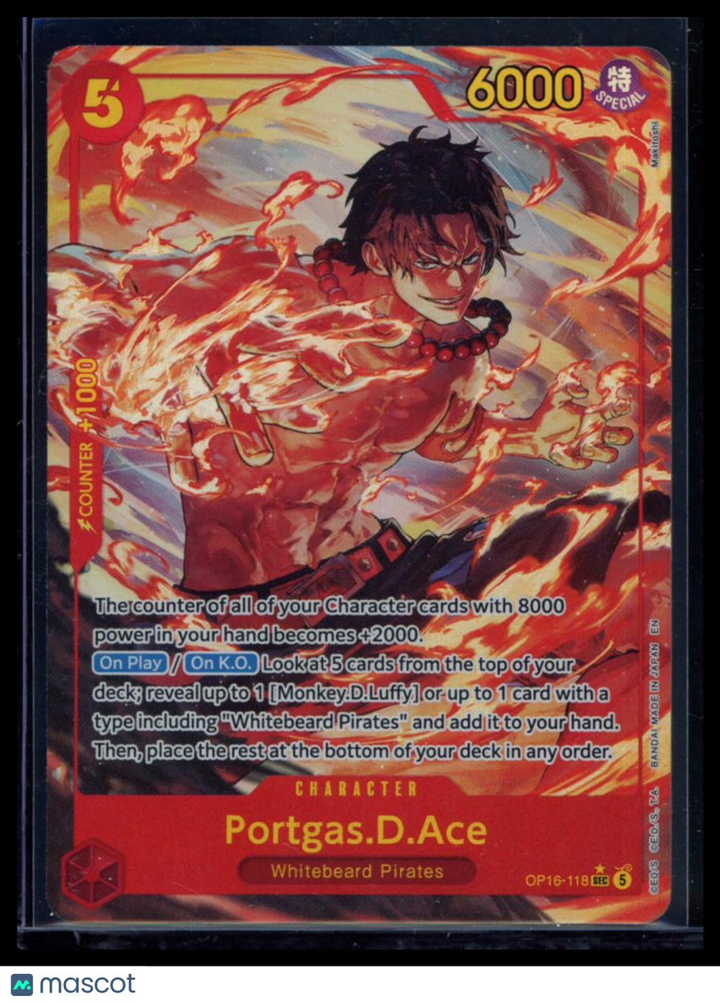 2026 One Piece Card Game The Time Of Battle Portgas.D.Ace Super Rare #OP16-118