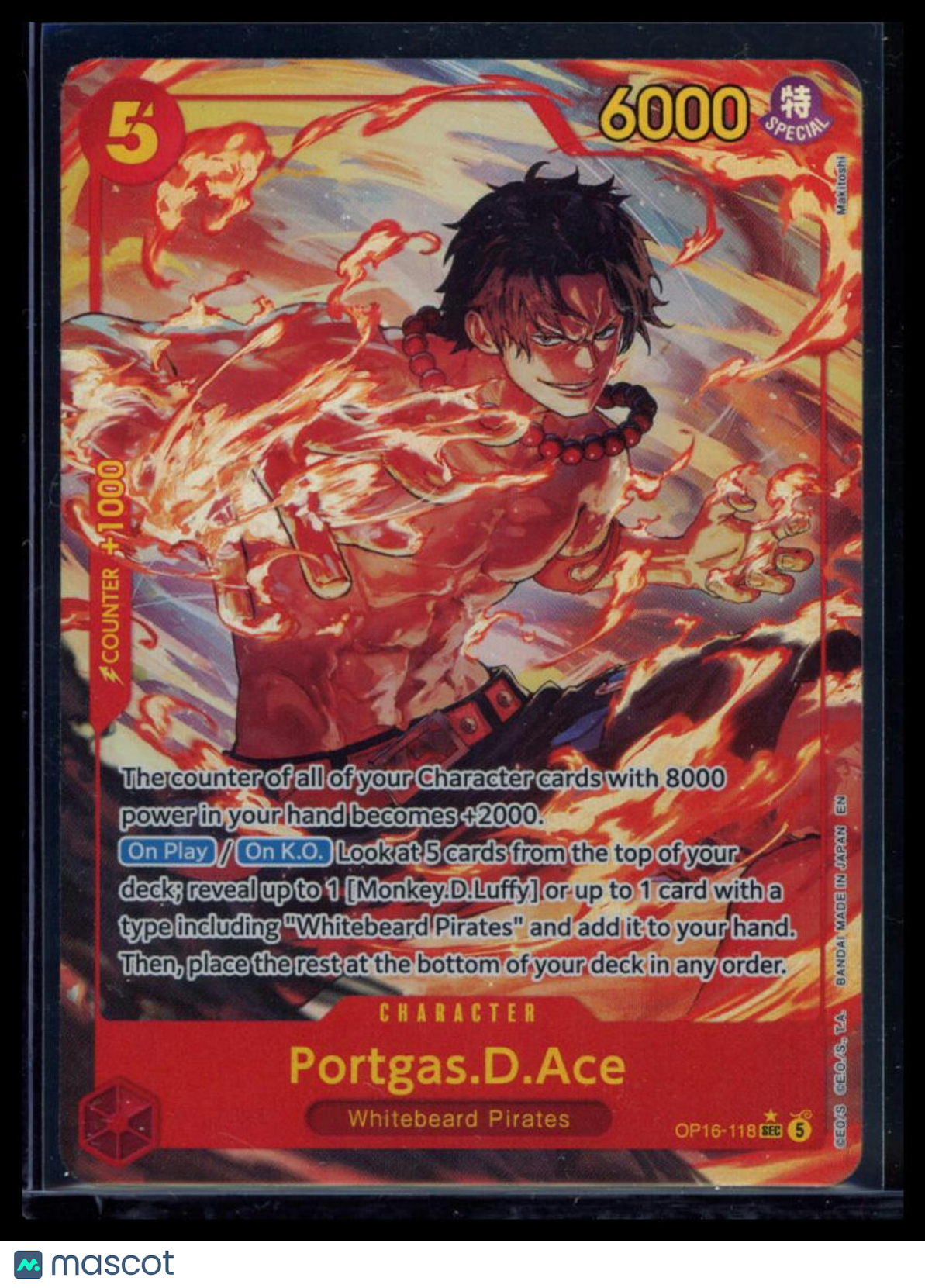 2026 One Piece Card Game The Time Of Battle Portgas.D.Ace Super Rare #OP16-118