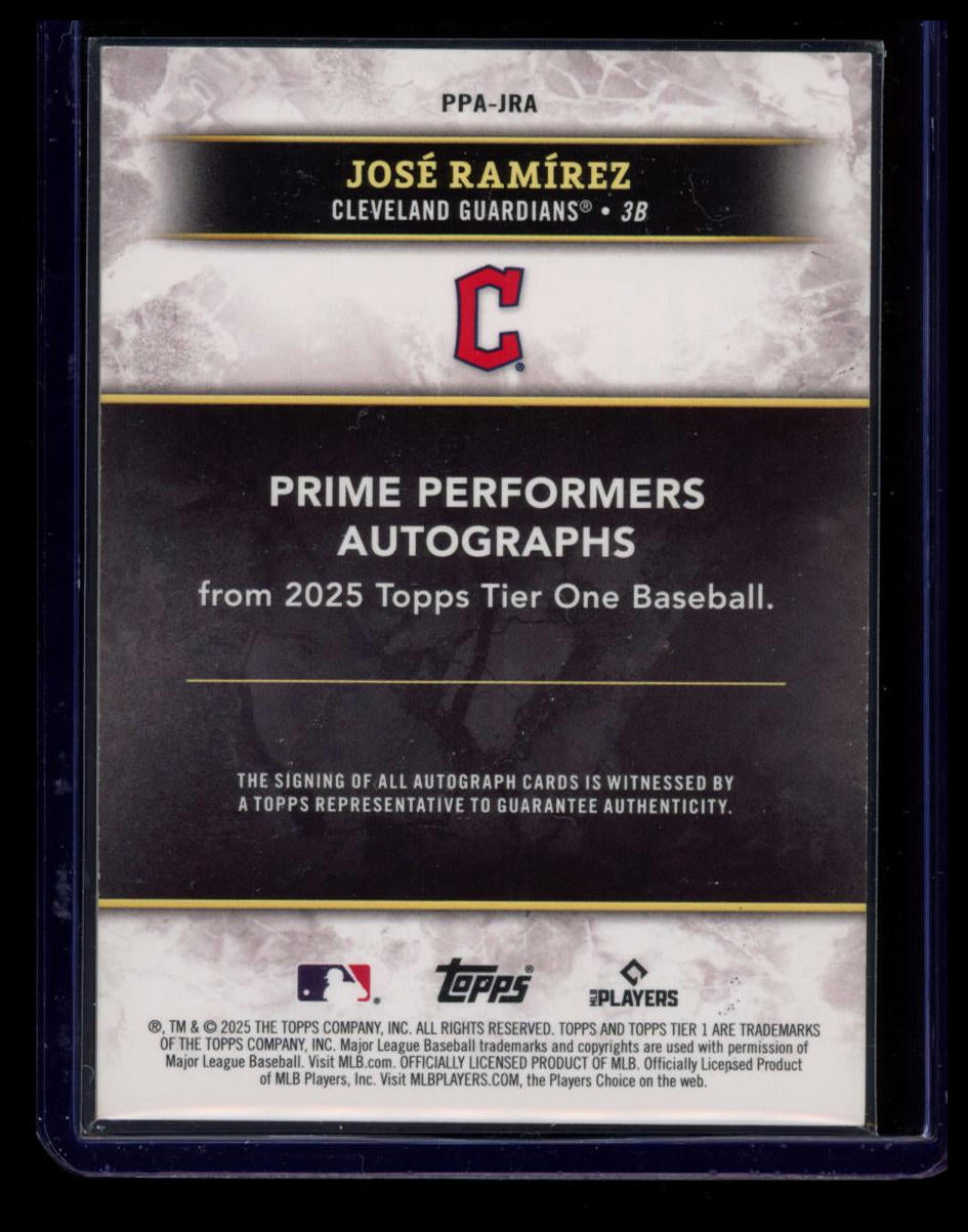 2025 Topps Tier One Prime Performers Autographs José Ramírez #PPA-JRA Green /49