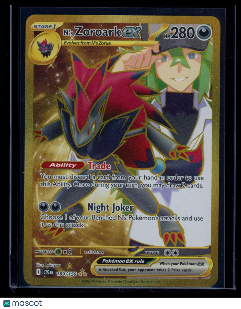2025 Journey Together N'S Zoroark EX Gold Secret Rare #189/159