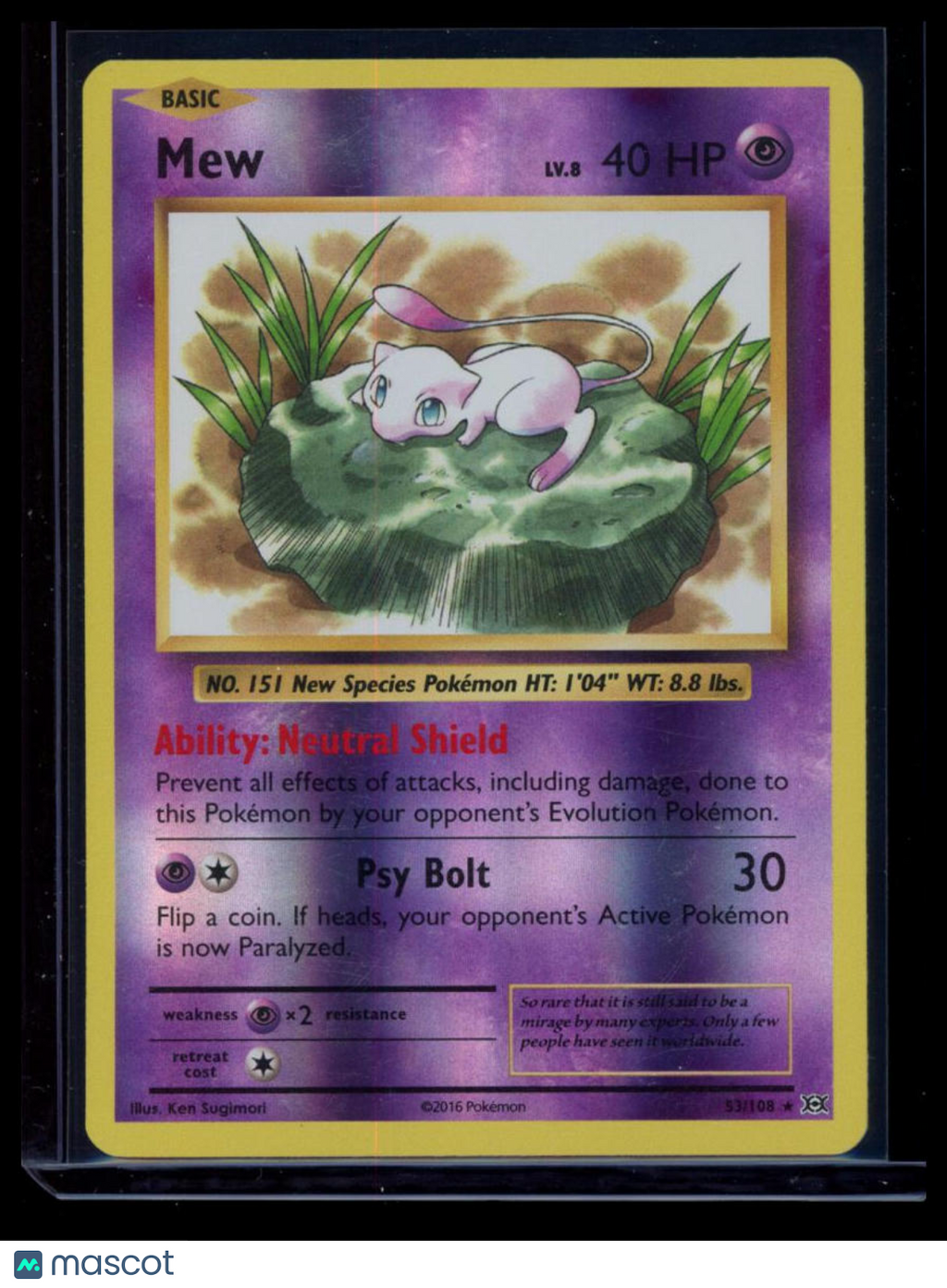 2016 Evolutions Mew Holo Rare #53/108