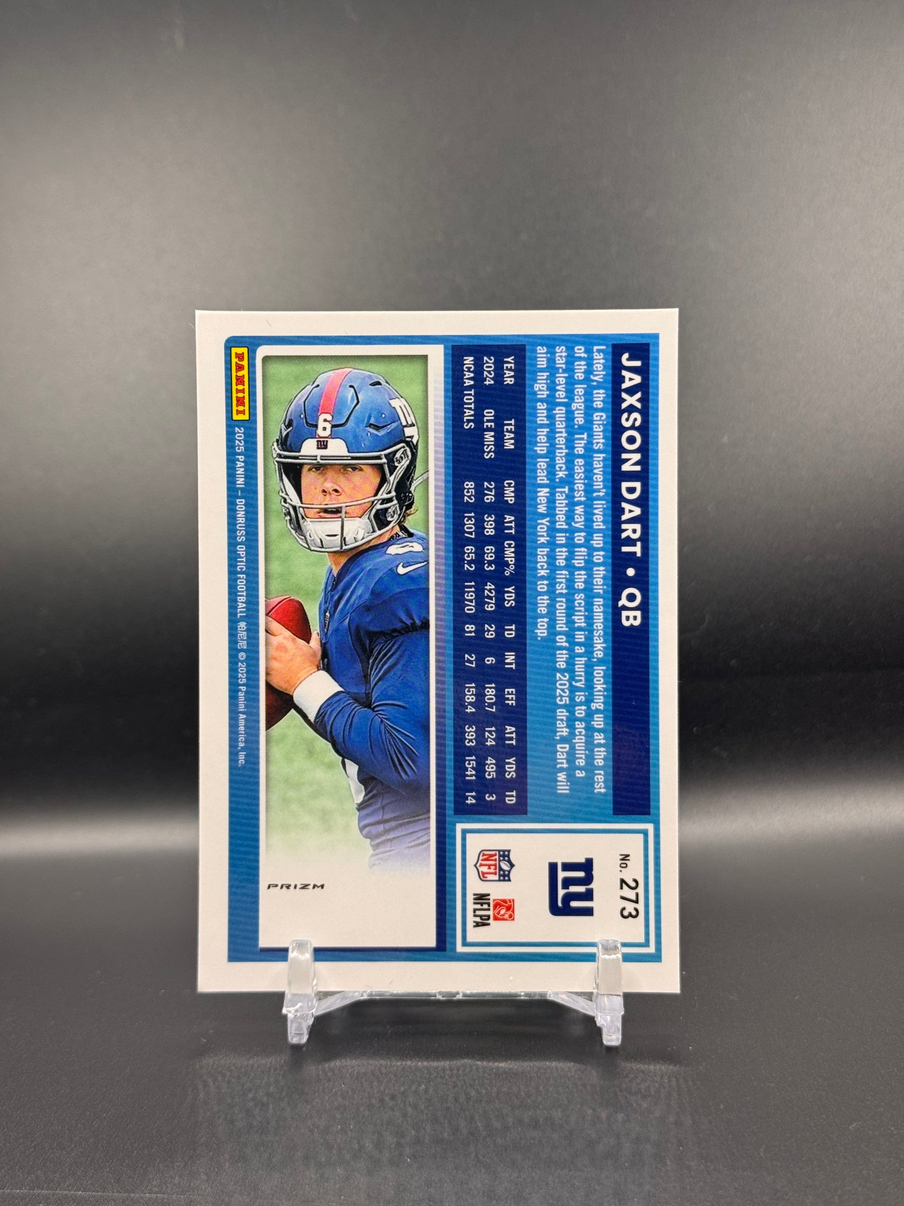 2025 Panini Donruss Optic Prizm Jaxson Dart #273 Teal Velocity Parallel RC