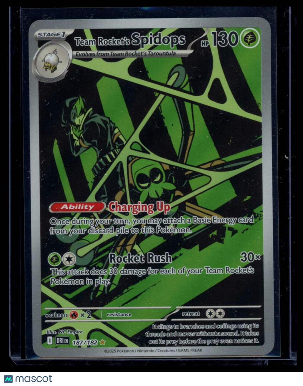 2025 Destined Rivals Team Rocket's Spidops Holo Secret Rare #187/182
