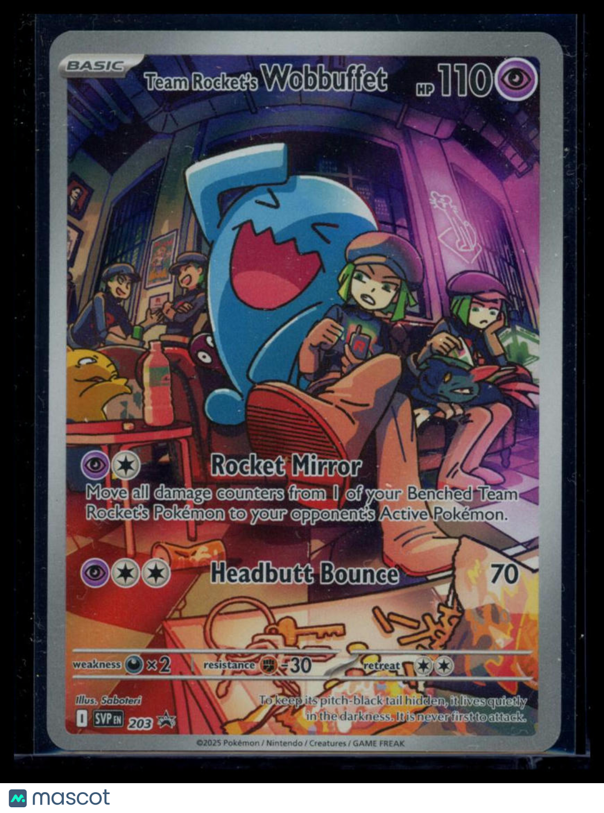 2025 Destined Rivals Team Rocket's Wobbuffet Holo Black Star Promo #SVP EN 203
