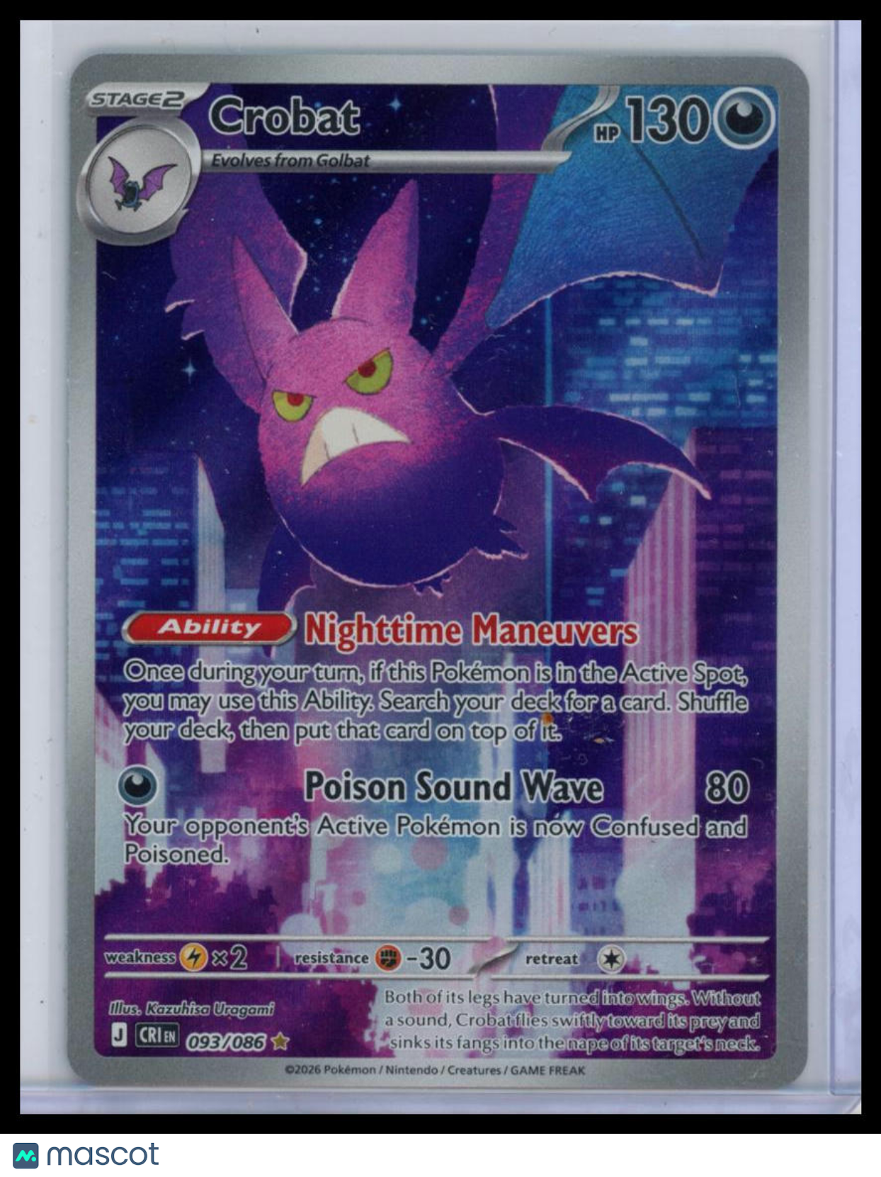 2026 Mega Evolution – Ascended Heroes Crobat Holo Secret Rare #93/86