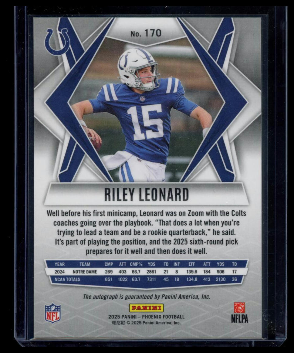 2025 Panini Phoenix Football Riley Leonard #170 Lazer Auto RC