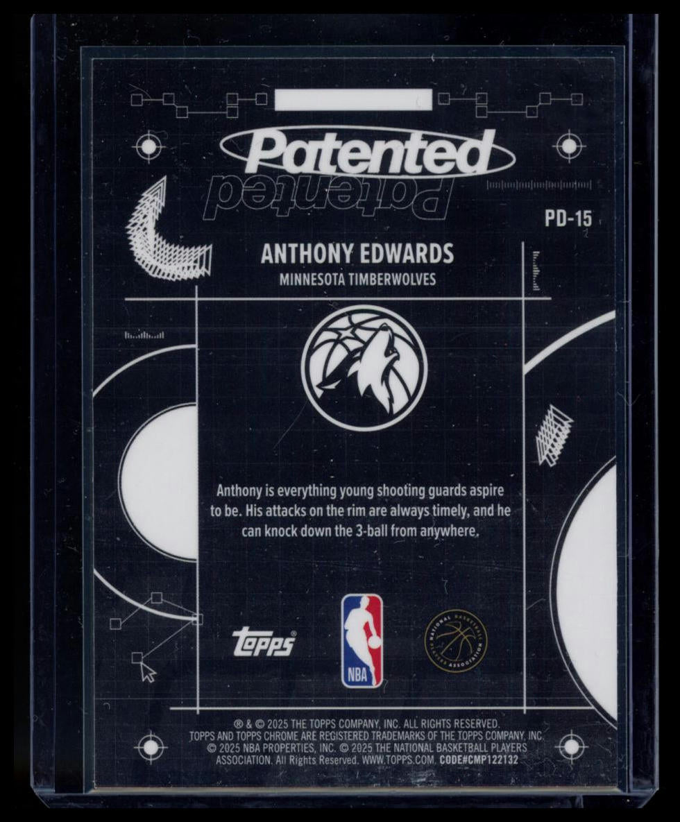 2025 Topps Chrome Patented Anthony Edwards #PD-15 Case Hit