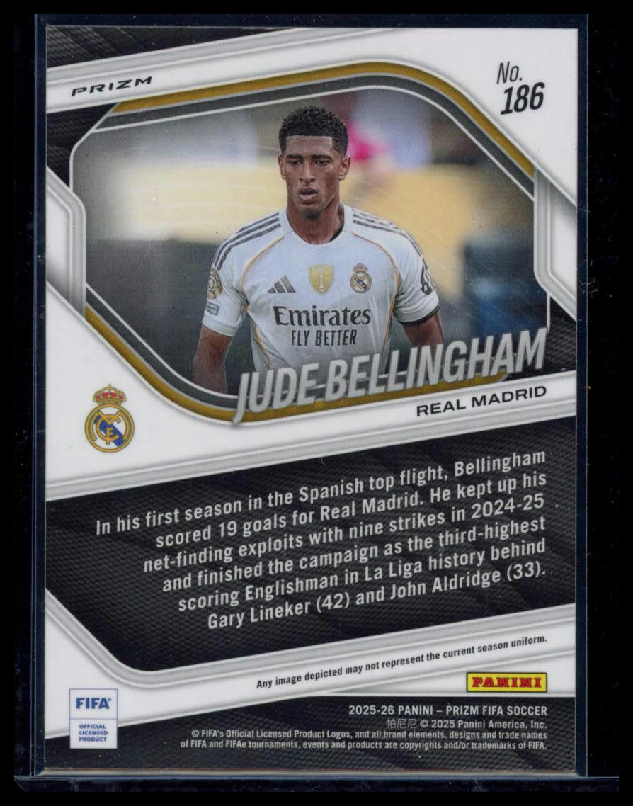 2025 Panini Prizm FIFA Soccer Jude Bellingham #186 Silver