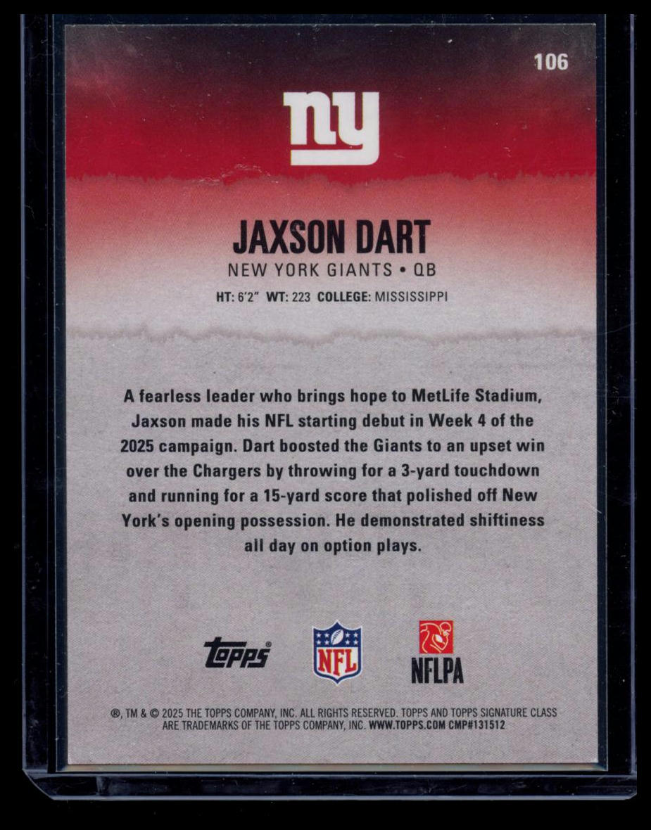 2025 Topps Signature Class Jaxson Dart #106 Green & Purple RC