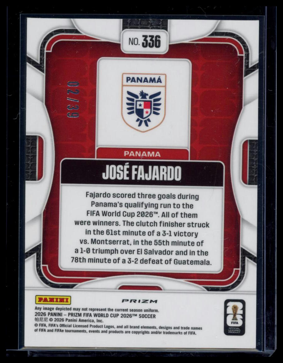 2026 Panini Prizm FIFA World Cup 2026 José Fajardo #336 Red Wave /39