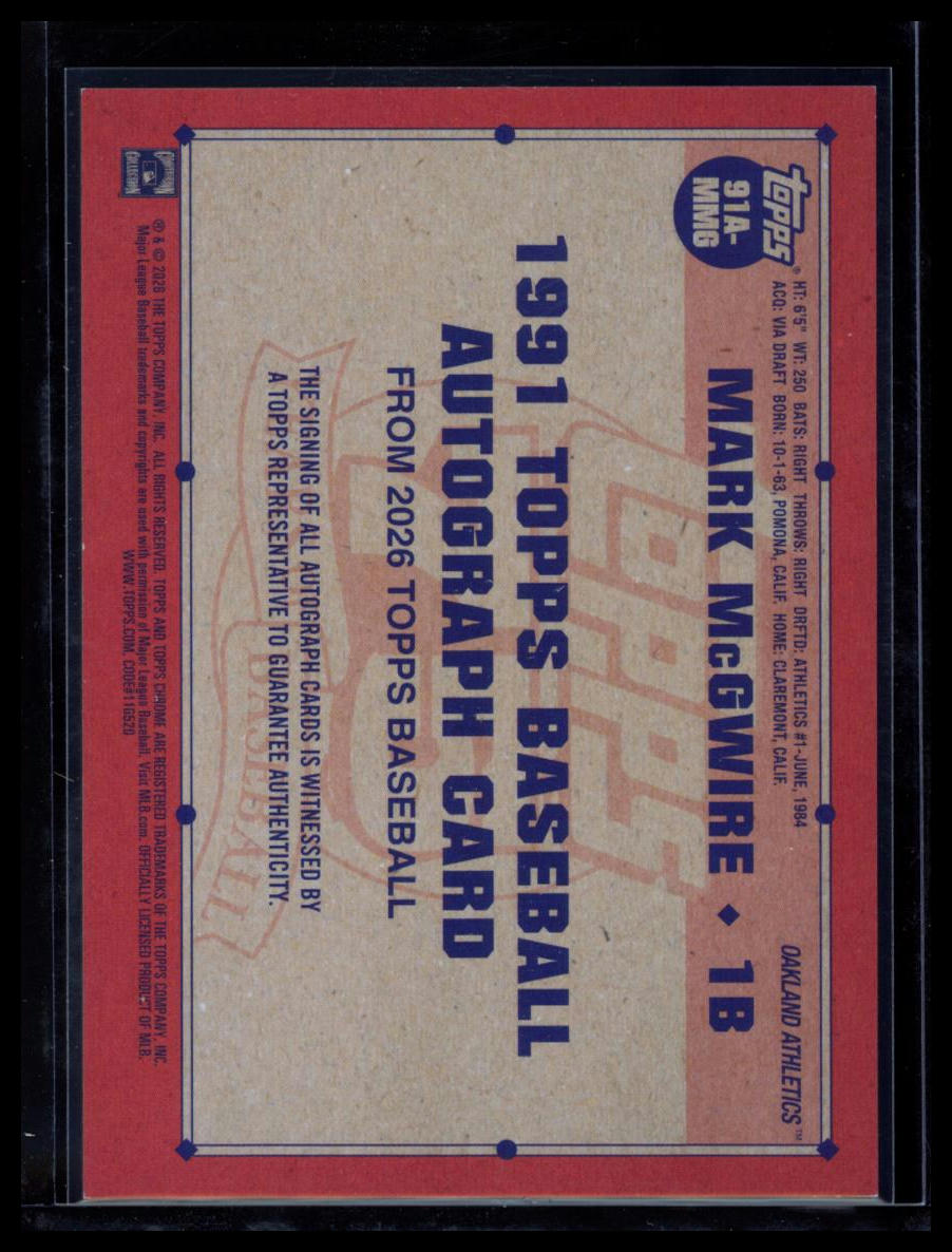 2026 Topps Baseball Mark McGwire #91A-MMG