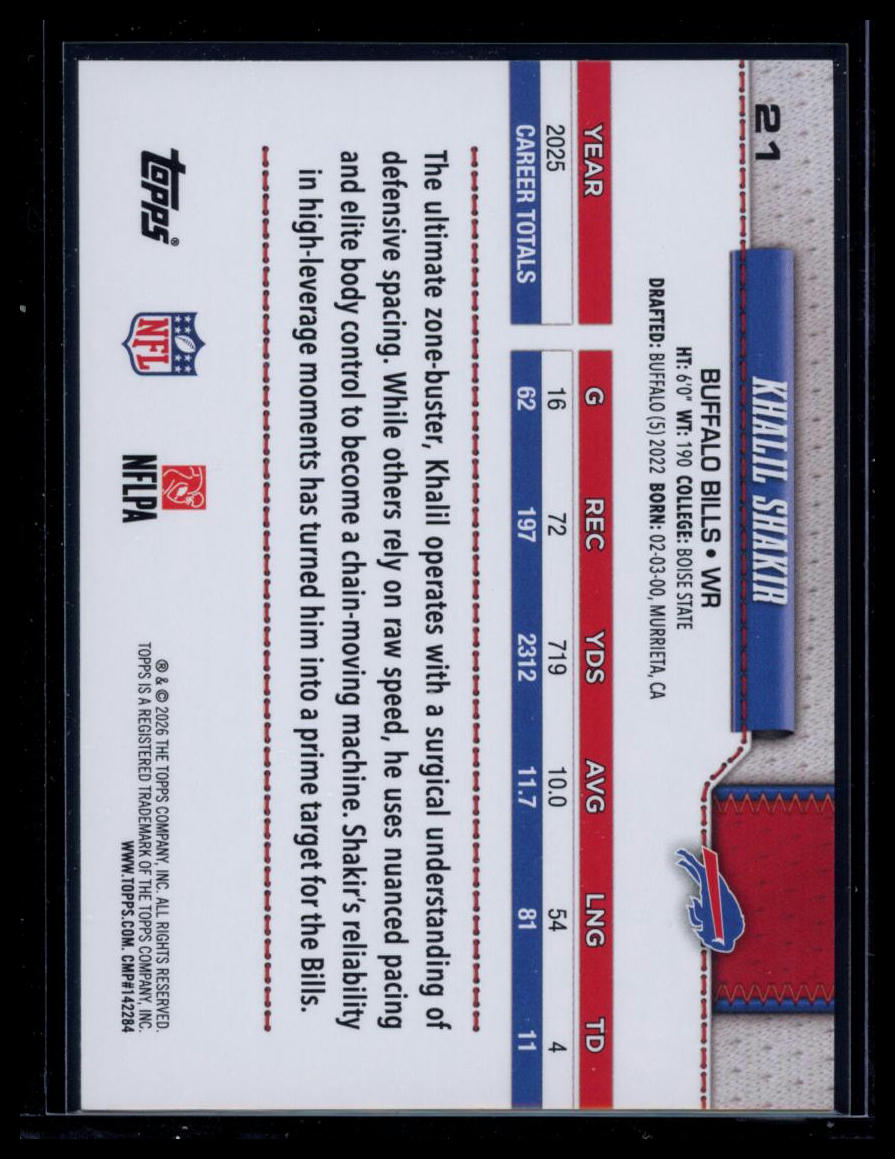 2026 Topps Khalil Shakir #21 Pigskin