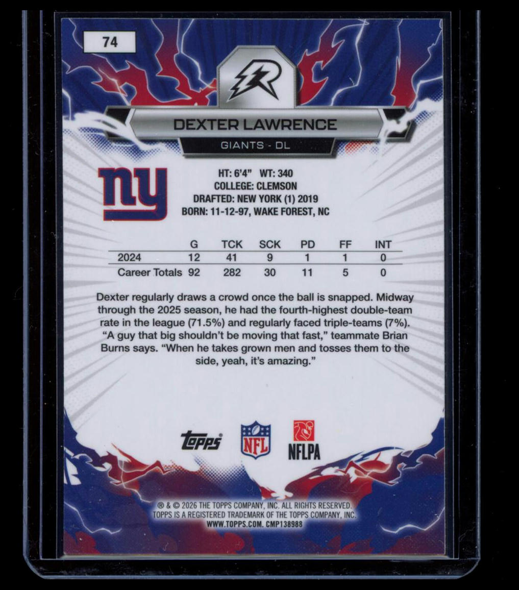 2025 Topps Resurgence Dexter Lawrence #74 Hyper