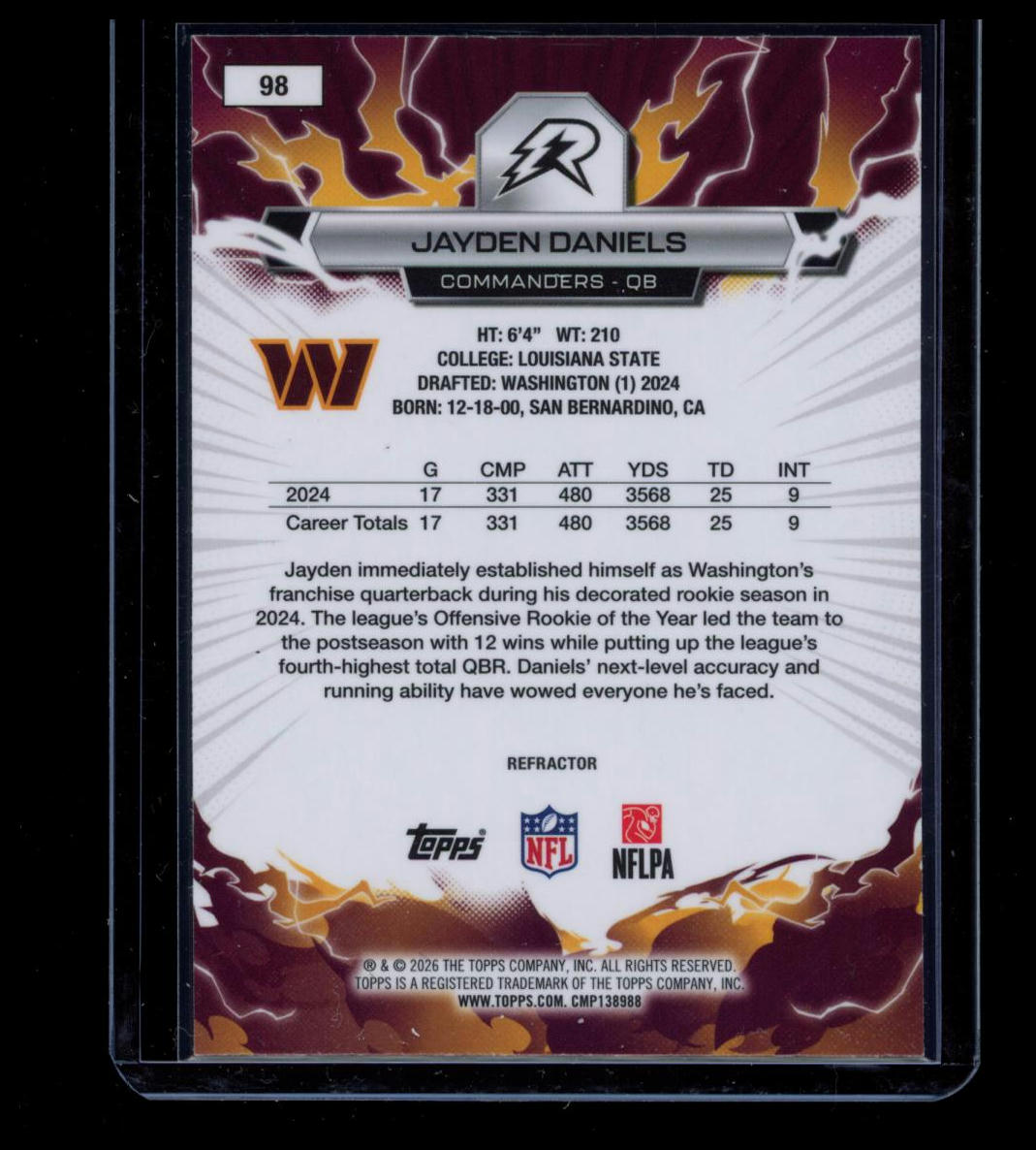 2025 Topps Resurgence Jayden Daniels #98 Refractor