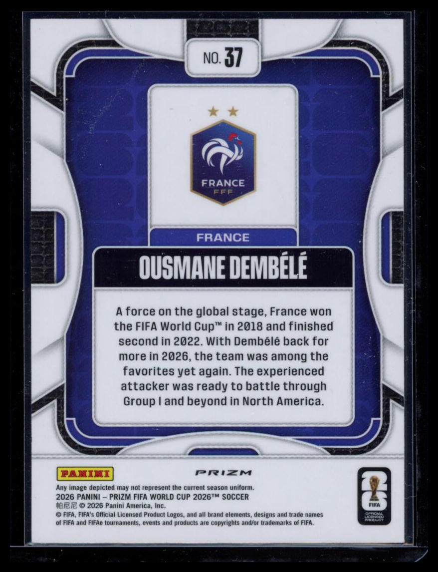 2026 Panini Prizm FIFA World Cup Ousmane Dembélé #37 Red White Blue