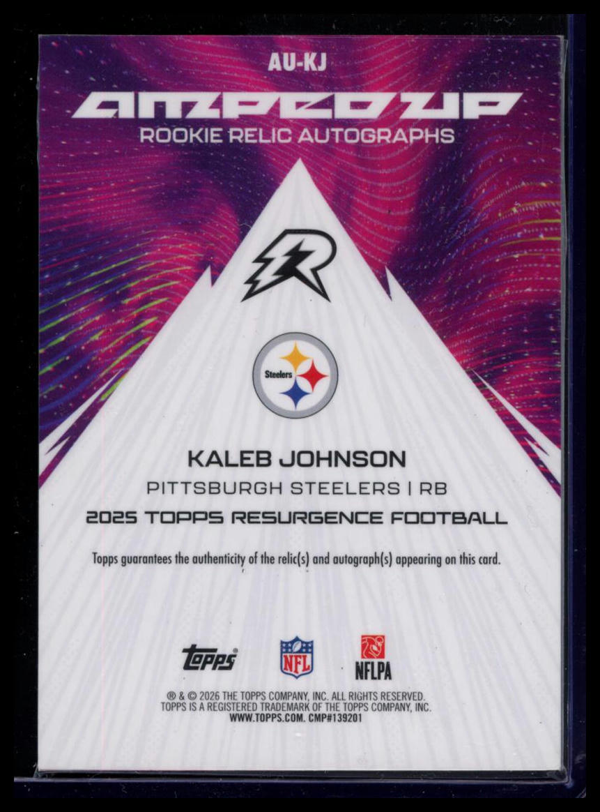 2025 Topps Resurgence Football Kaleb Johnson #AU-KJ Player-Worn RPA RC