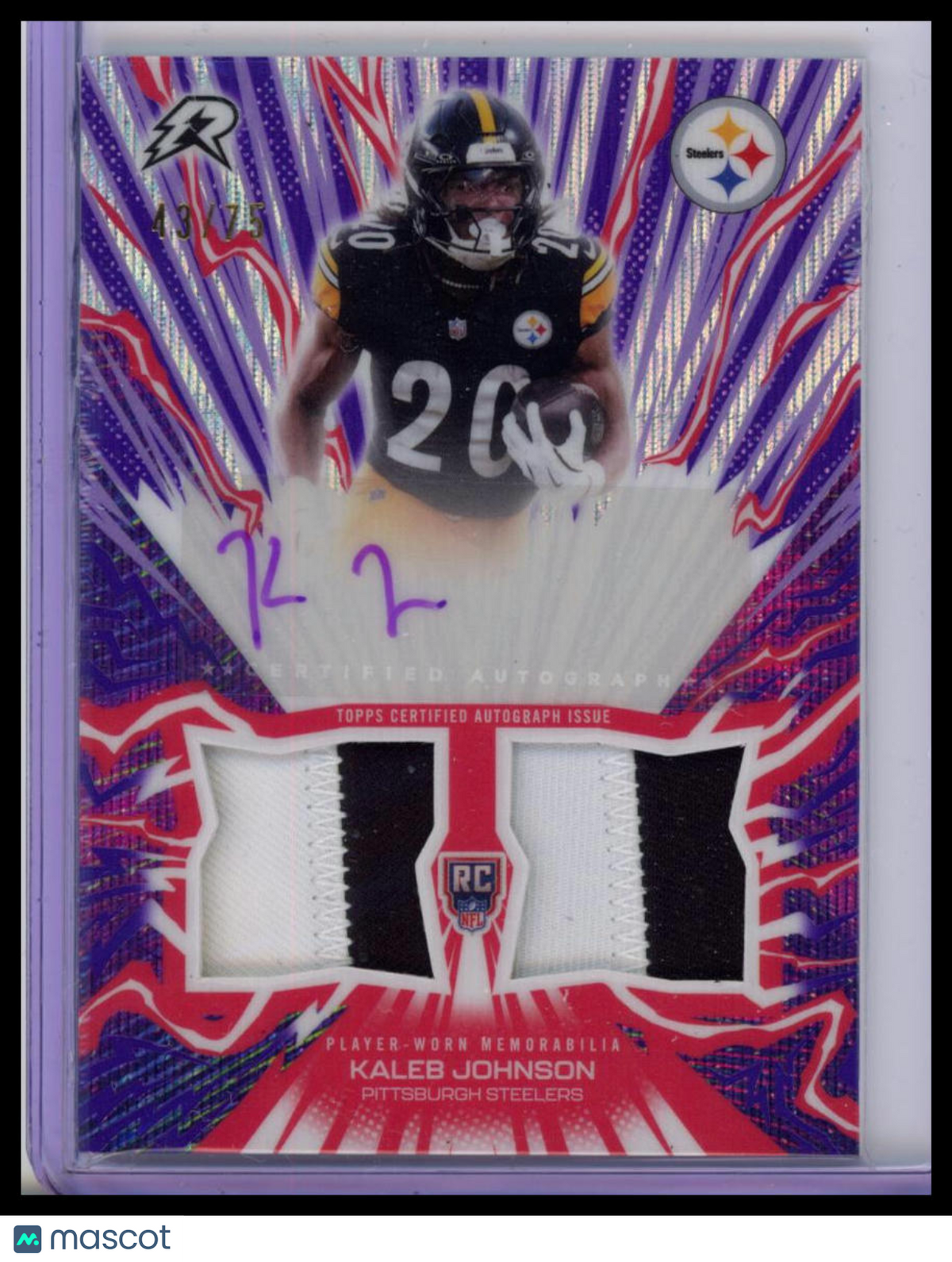 2025 Topps Resurgence Football Kaleb Johnson #AU-KJ Player-Worn RPA RC