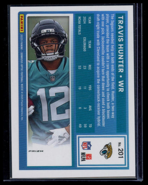 2025 Donruss Optic Travis Hunter #201 Green Hyper