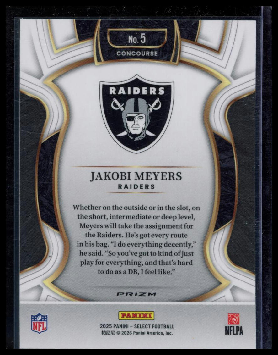 2026 Panini Select Football Jakobi Meyers #5 Green & Yellow