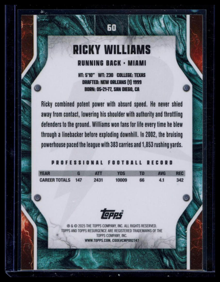 2025 Topps Resurgence Ricky Williams #60 Prizm