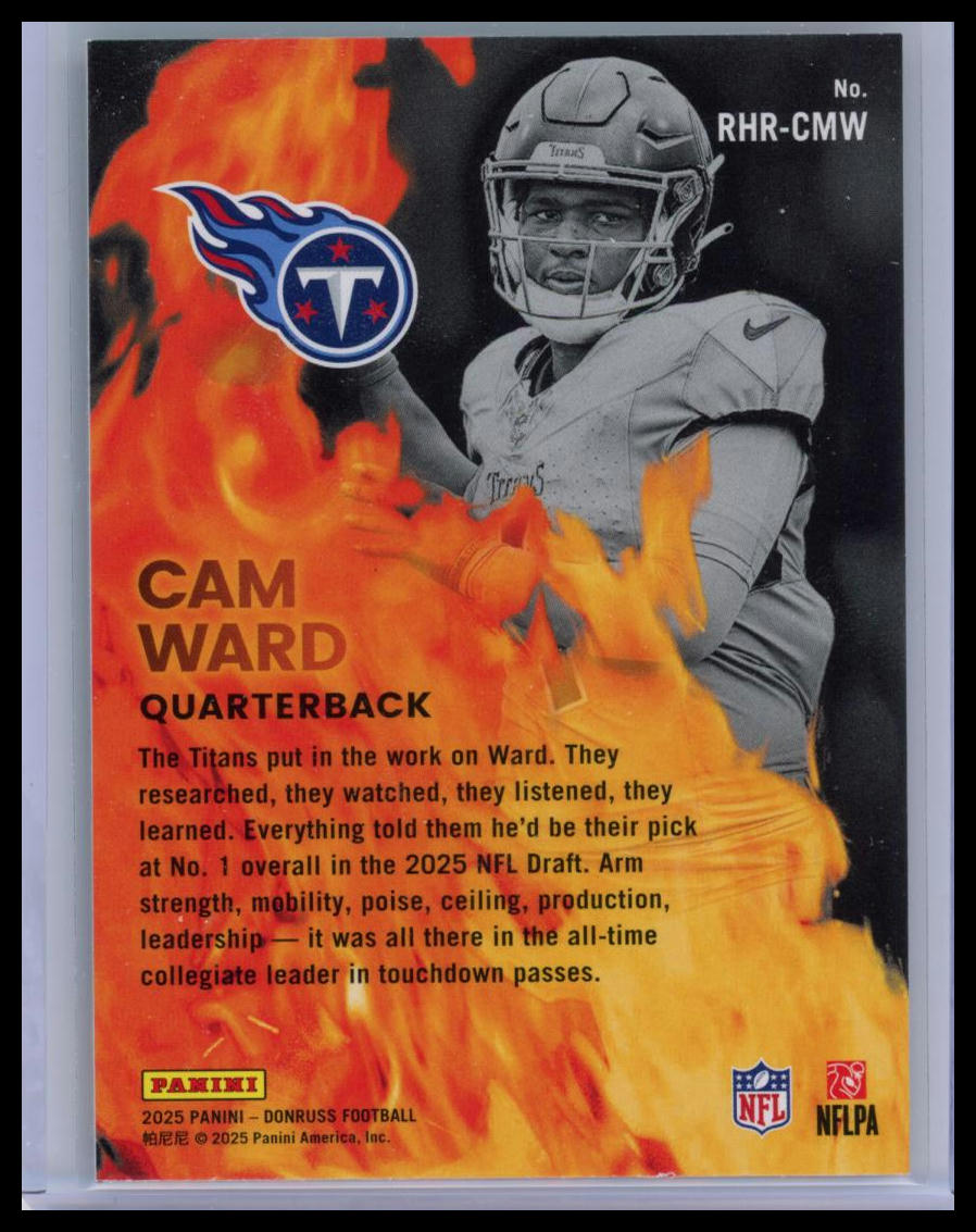 2025 Panini Donruss Red Hot Rookies Cam Ward #RHR-CMW RC