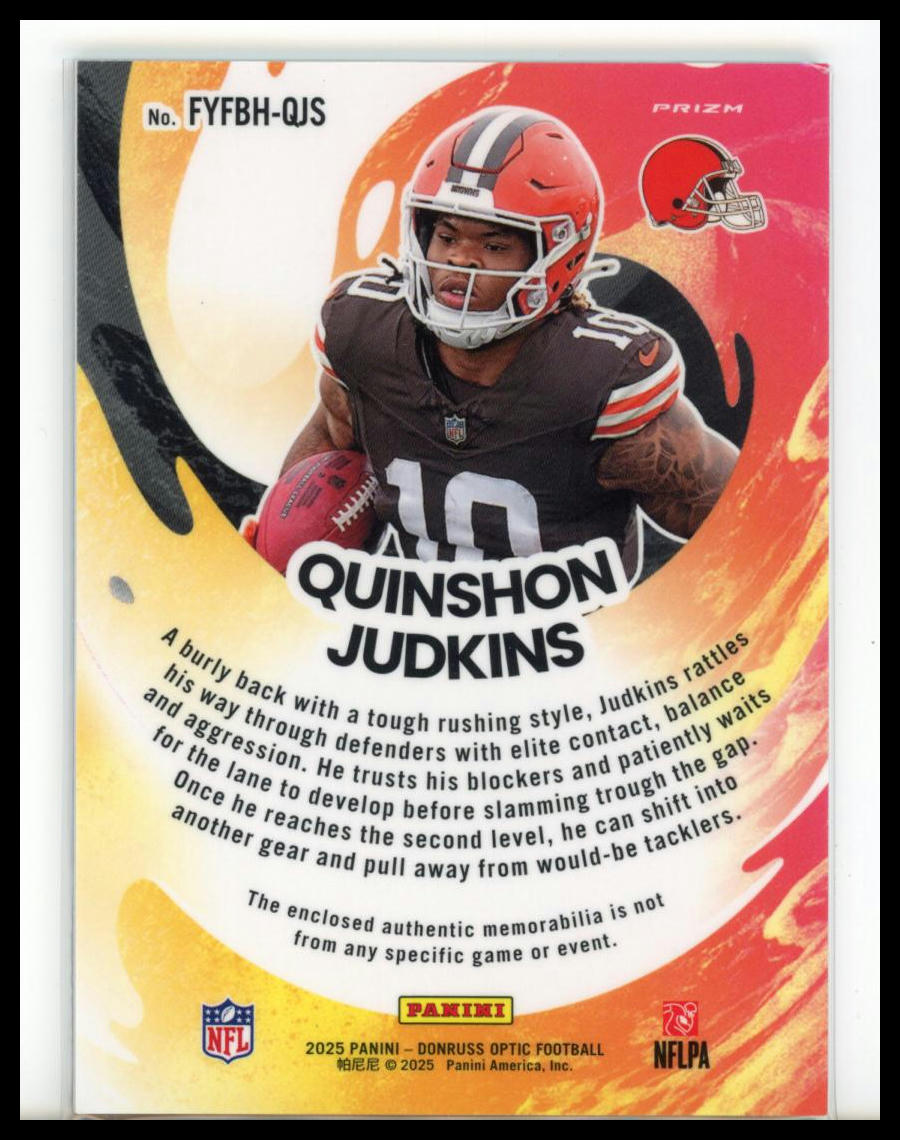 2025 Panini Donruss Optic First Year Fresh Quinshon Judkins #FYFBH-QJS RC