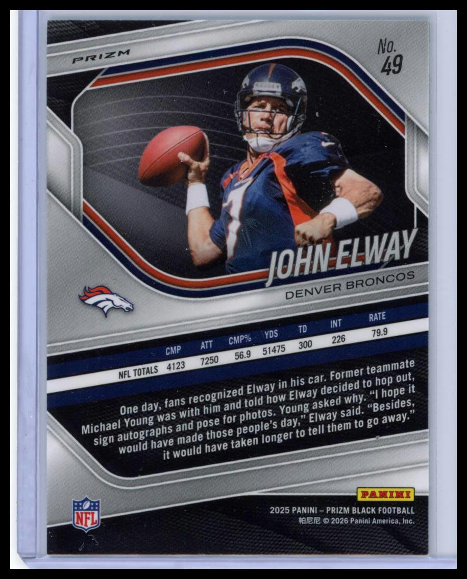2026 Panini Prizm Black John Elway #49