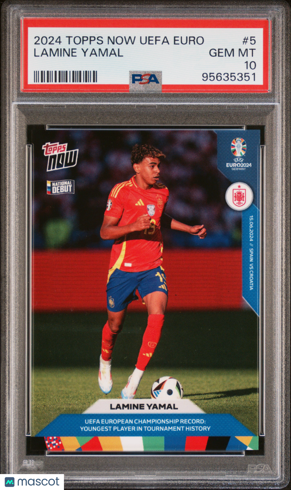 2024 Topps Now UEFA Euro Lamine Yamal #5 Rookie Highest Pop PSA 10